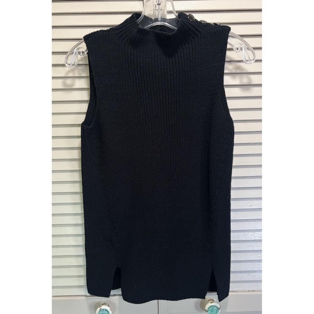 Loft Ribbed Sweater 1/2 Collar Sleeveless Size XS Buttons Soft